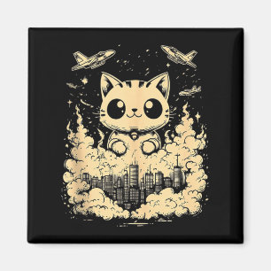 Catzilla Japanese Sunset Funny Japan Cat Magnet