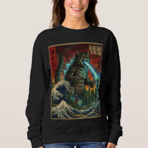 Catzilla Kaiju Monster Japanese Anime Painting Art Sweatshirt