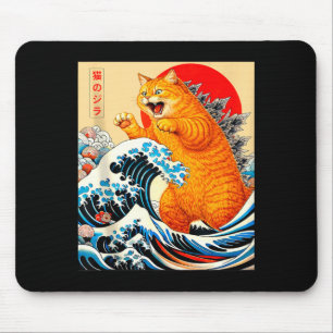 Catzilla orange cat japanese art for men women kid mouse pad