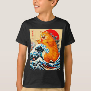 Catzilla orange cat japanese art for men women kid T-Shirt
