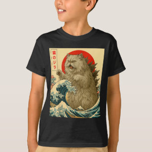 Catzilla Persian Cat Japanese Art For Men Women Ki T-Shirt