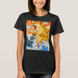 Catzilla Vintage Cute Cat Art Japanese Sunset T-Shirt