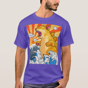 Catzilla Vintage Kawaii Cute Cat Art Japanese Suns T-Shirt