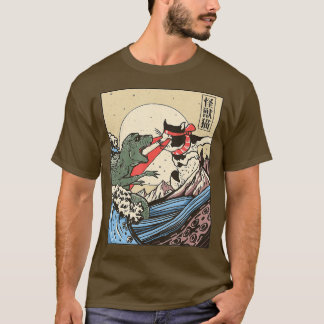 Catzilla vs Kaiju Vintage Funny Cute Cat Art Japan T-Shirt