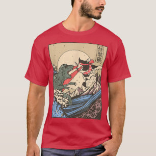 Catzilla vs Kaiju Vintage Funny Cute Cat Art Japan T-Shirt