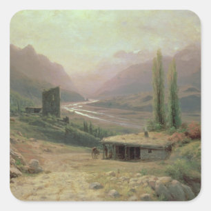 Caucasian Canyon, 1893 Square Sticker