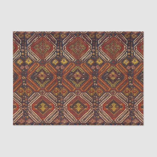 Caucasian rug design in warm colours tissue paper (Front)