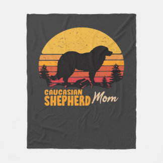 Caucasian Shepherd Dog Mum Vintage Retro Classic T Fleece Blanket