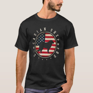 Caucasian Shepherd Usa Flag 4th July Dog Mom Dad T-Shirt