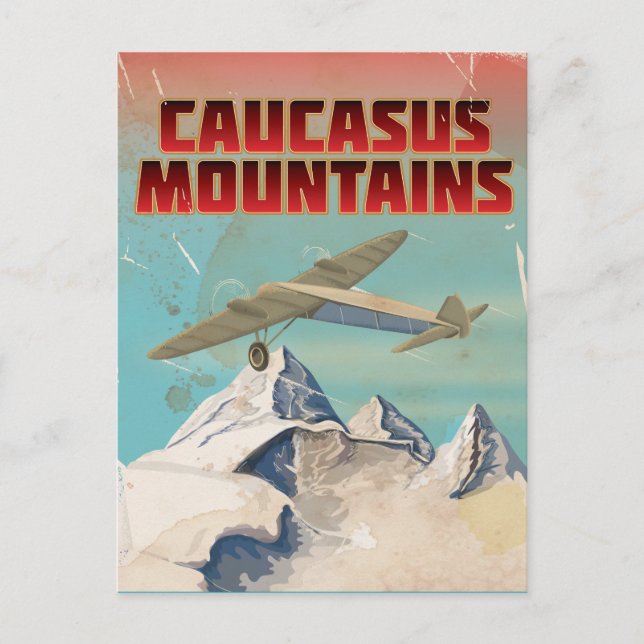 Caucasus mountains vintage travel poster postcard (Front)