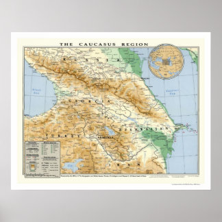 Caucasus Region Map 1994 Poster