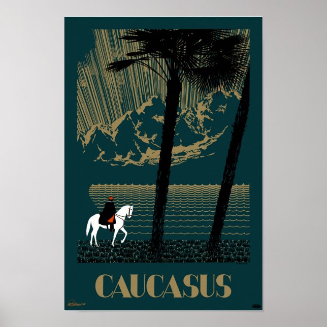 Caucasus Vintage Travel Poster Restored (Front)