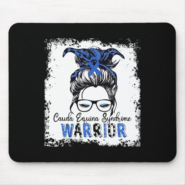 Cauda Equina Syndrome Warrior Blue Ribbon Awarenes Mouse Pad (Front)