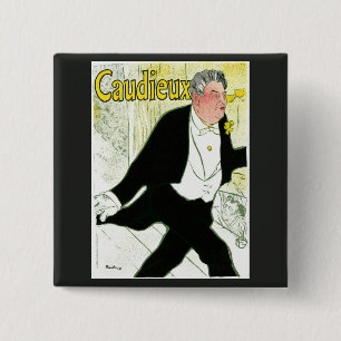 Caudieux by Toulouse Lautrec, Vintage Art Nouveau, 15 Cm Square Badge