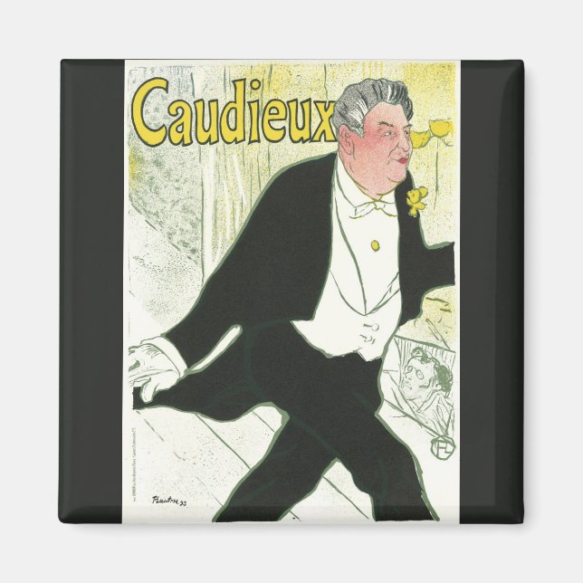 Caudieux by Toulouse Lautrec, Vintage Art Nouveau Magnet (Front)