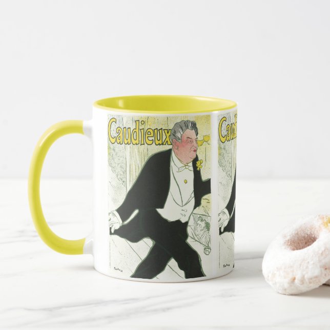 Caudieux by Toulouse Lautrec, Vintage Art Nouveau Mug (With Donut)