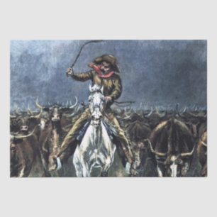 Caught in a Stampede Western Art by Frederic Remin Tissue Paper