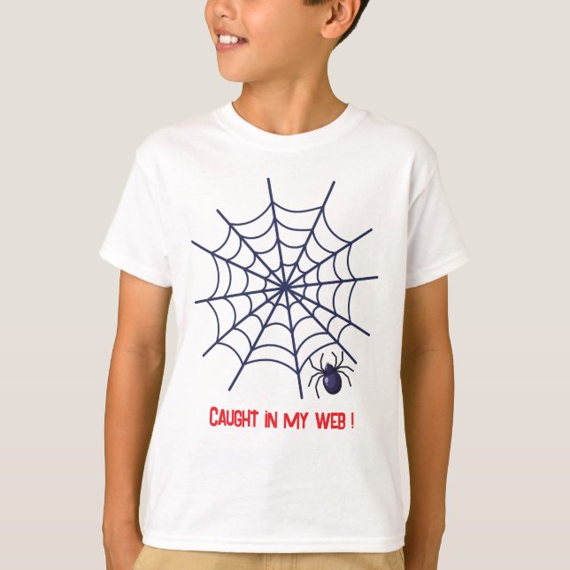 Caught In My Web – Funny Spider Halloween T-Shirt  (Front)
