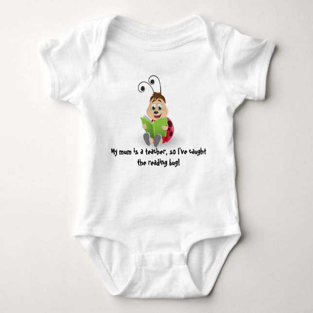 Caught the reading bug mum teacher's baby romper baby bodysuit (Front)