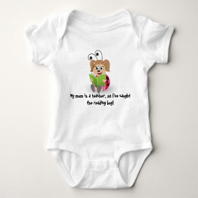 Caught the reading bug mum teacher's baby romper baby bodysuit (Front)