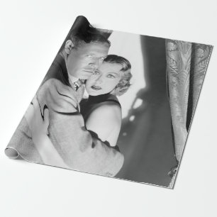 CAUGHTvintage, retro, couple, scare, shock, fear, Wrapping Paper
