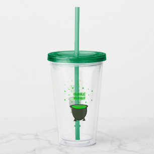 Cauldron and Bubbling Green Brew Halloween Acrylic Tumbler
