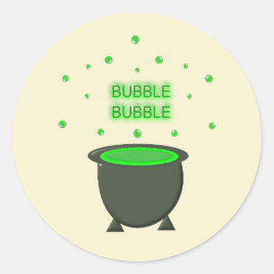 Cauldron and Bubbling Green Brew Halloween Classic Round Sticker