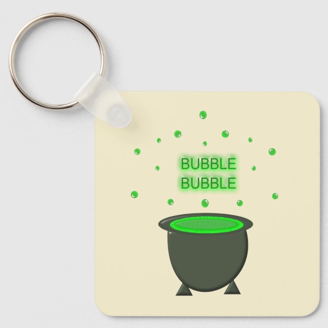 Cauldron and Bubbling Green Brew Halloween Custom Key Ring (Front)
