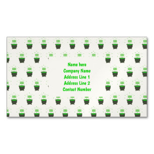 Cauldron and Bubbling Green Brew Halloween Custom Magnetic Business Card