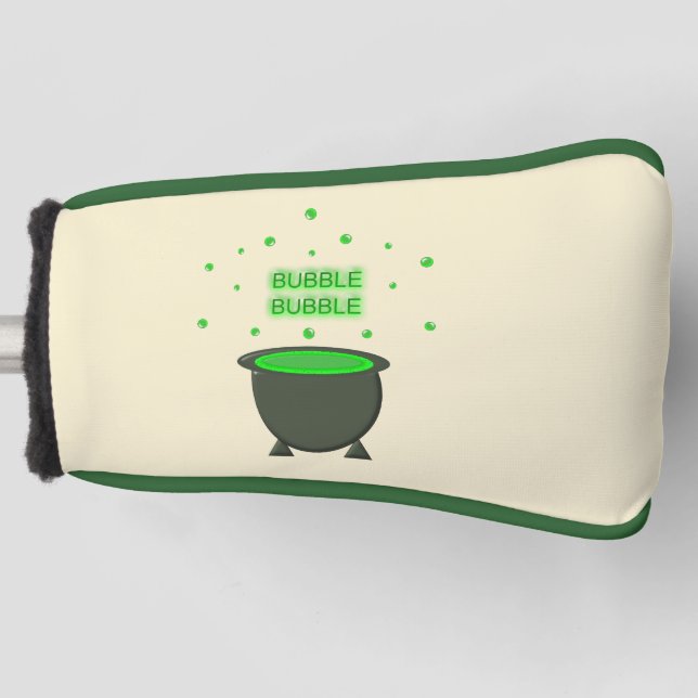 Cauldron and Bubbling Green Brew Halloween Golf Head Cover (Front)