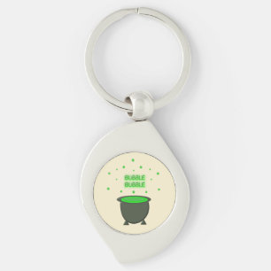 Cauldron and Bubbling Green Brew Halloween Key Ring