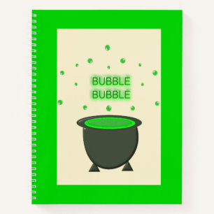 Cauldron and Bubbling Green Brew Halloween Notebook