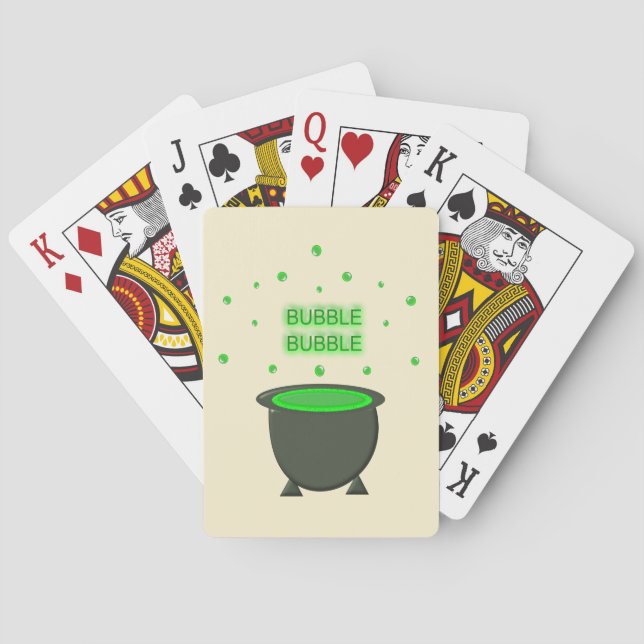 Cauldron and Bubbling Green Brew Halloween Playing Cards (Back)