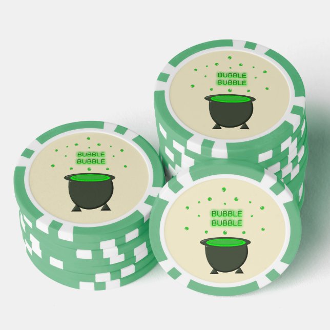 Cauldron and Bubbling Green Brew Halloween Poker Chips (Stack)