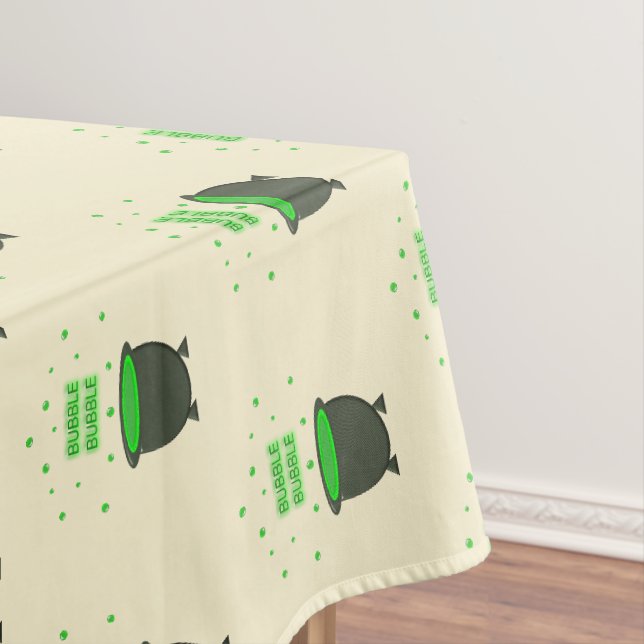 Cauldron and Bubbling Green Brew Halloween Tablecloth (In Situ)