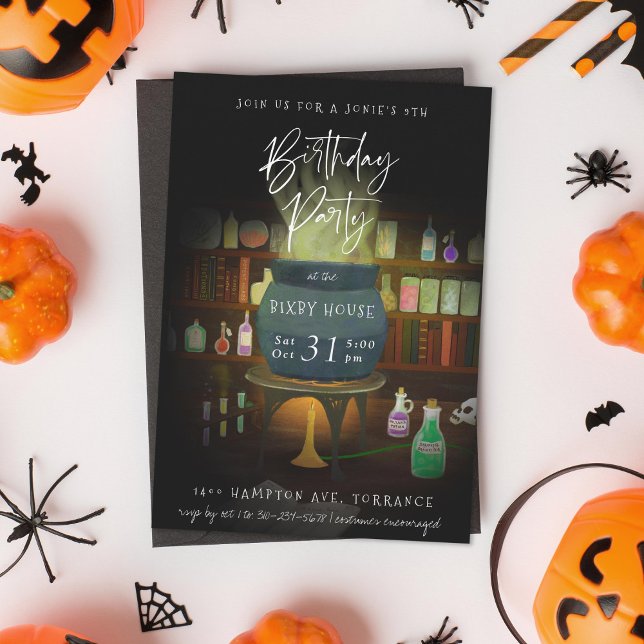 Cauldron Brewing Halloween Birthday Party Invitation (Creator Uploaded)
