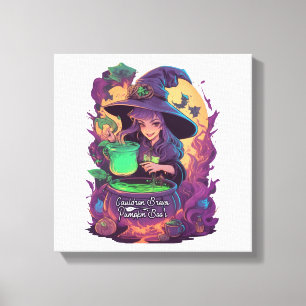 Cauldron Brews Pumpkin Boo�s Sticker Canvas Print