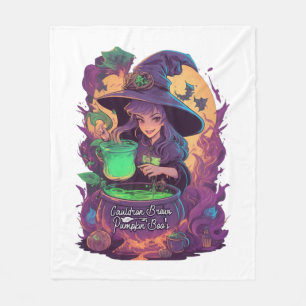 Cauldron Brews Pumpkin Boo’s Sticker Fleece Blanket
