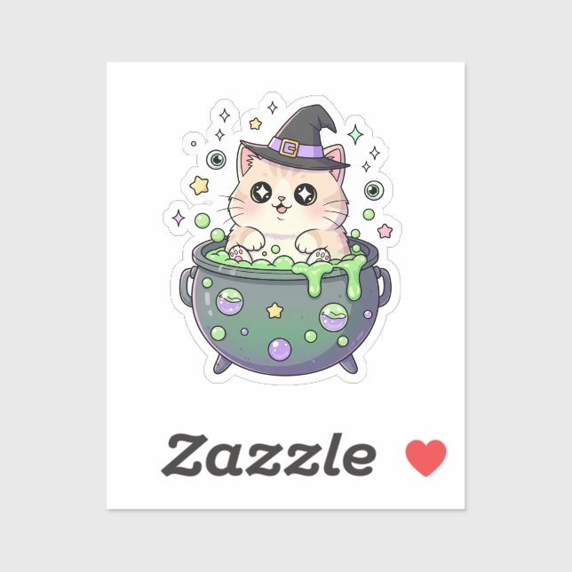 Cauldron Cutie – Chubby Kitten in a Bubbling Witch (Sheet)
