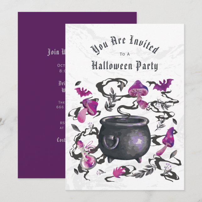 Cauldron Halloween Party Invitation (Front/Back)