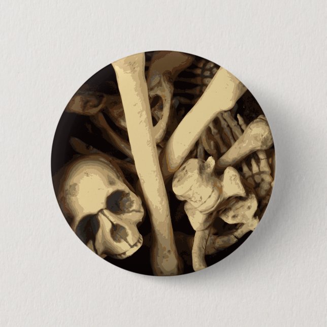 Cauldron of bones. 6 cm round badge (Front)