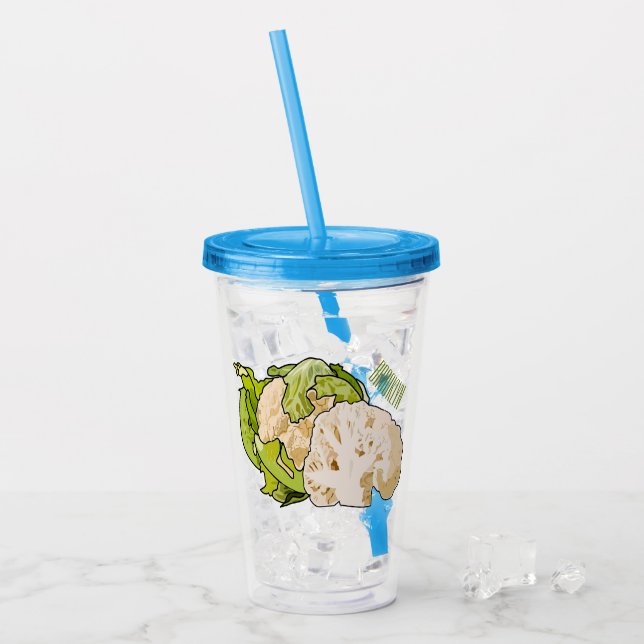 Cauliflower cartoon illustration acrylic tumbler (Front Ice)