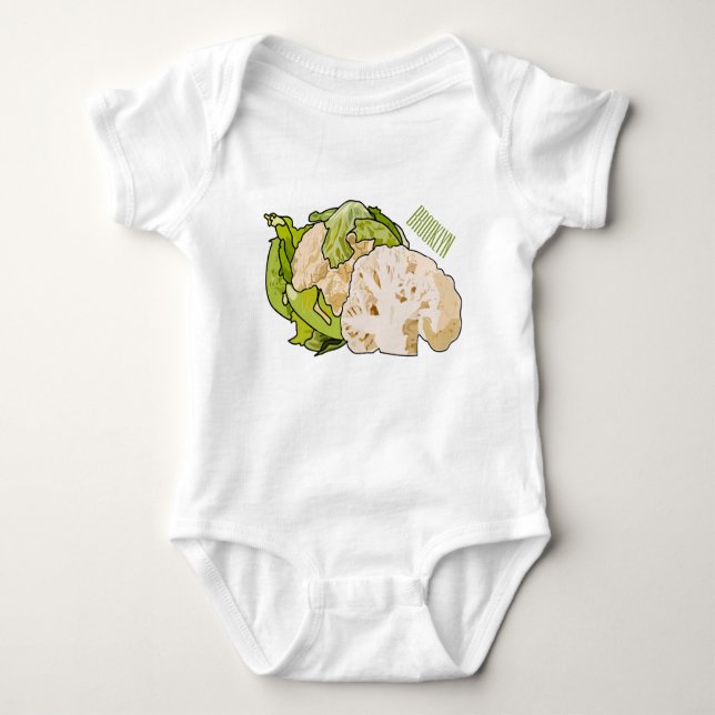 Cauliflower cartoon illustration baby bodysuit (Front)