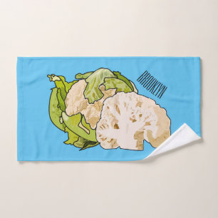Cauliflower cartoon illustration bath towel set