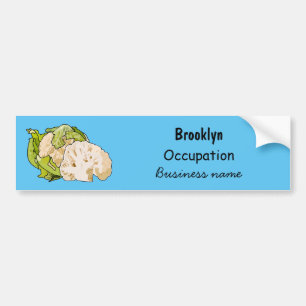 Cauliflower cartoon illustration bumper sticker