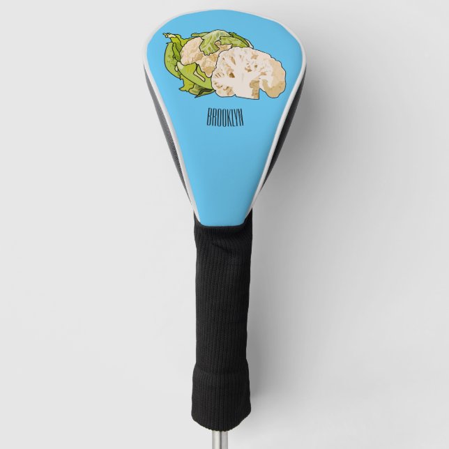 Cauliflower cartoon illustration golf head cover (Front)