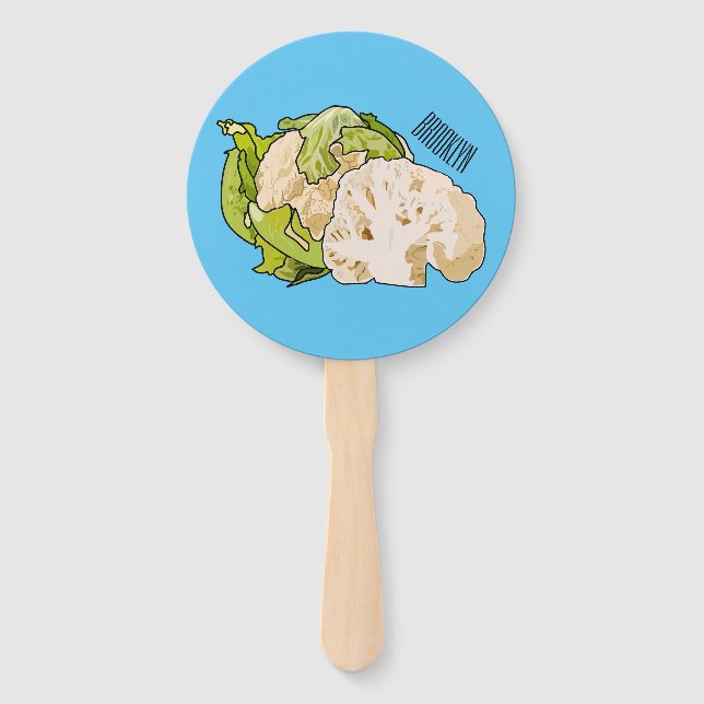 Cauliflower cartoon illustration hand fan (Front)