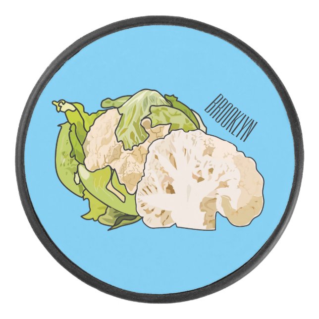 Cauliflower cartoon illustration hockey puck (Front)