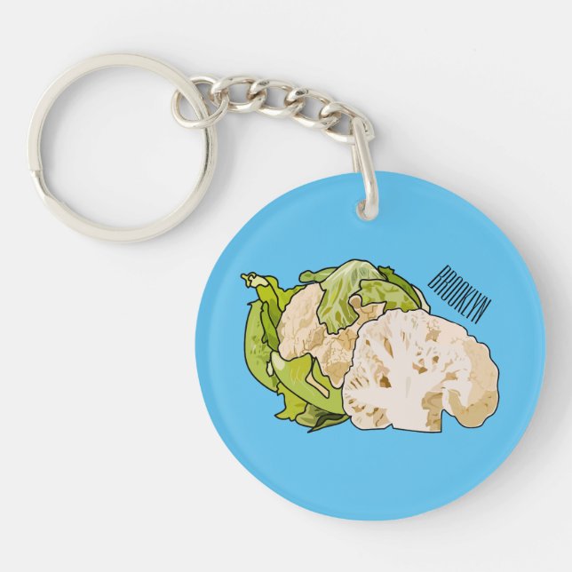 Cauliflower cartoon illustration key ring (Front)