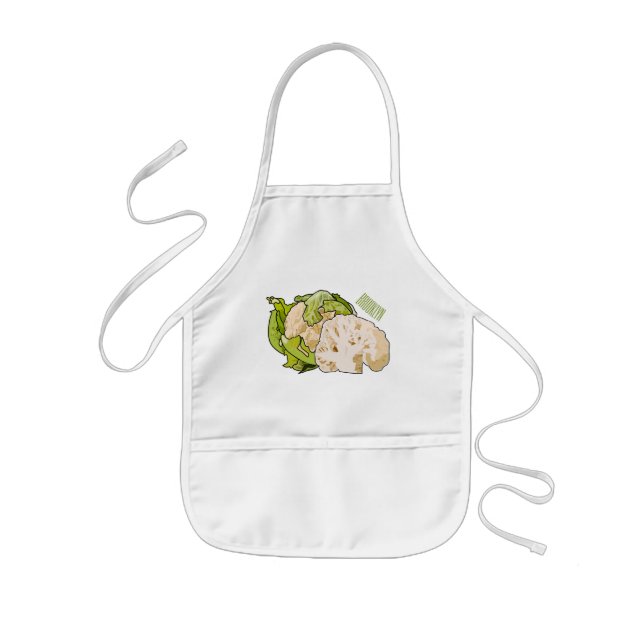 Cauliflower cartoon illustration kids apron (Front)